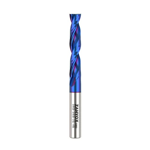 Miniatura 9 de ZahyoX Broca de enrutador CNC espiral de compresión de 3/8 pulgadas, fresadora de extremo CNC de carburo sólido recubierta NACO, diámetro de corte