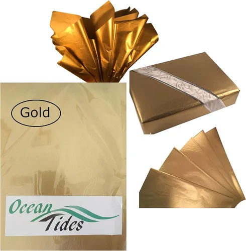 Miniatura 3 de Ocean Tides 50 hojas (14 x 20 pulgadas) de papel de regalo de Navidad, papel de seda de regalo a granel para manualidades, cumpleaños y días dorado