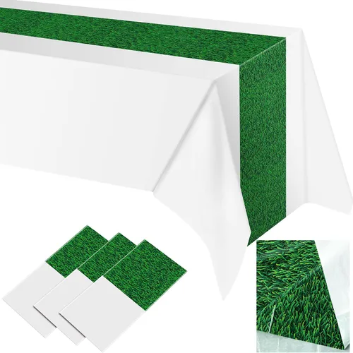 Remagr 3 piezas de plástico para mesa de golf, camino de mesa de césped, fútbol, deportes, mantel desechable para baby shower, mesa de cumpleaños,