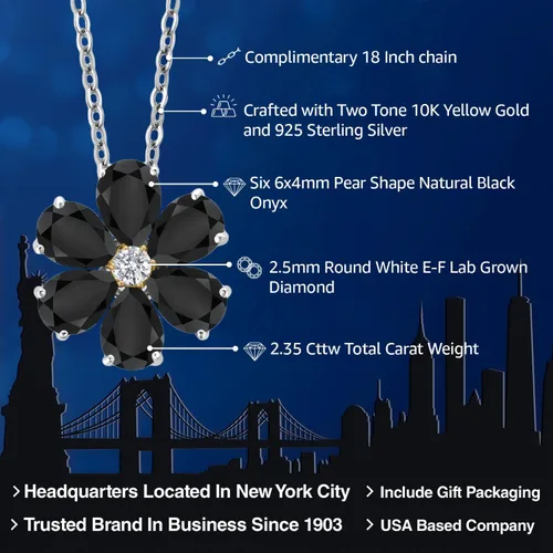 Miniatura 17 de Gem Stone King Collar de plata de ley 925 y oro amarillo de 10 quilates con piedra natal y diamantes cultivados en laboratorio, forma de pera