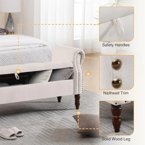 Miniatura 6 de Banco de Almacenamiento para Dormitorio, Banco de Pie de Cama de 67" Tamaño King, Banco de Terciopelo para Dormitorio con Almacenamiento, Bancos