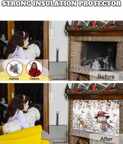 Miniatura 58 de Cubierta magnética azul para chimenea, detiene la pérdida de calor, pantalla de chimenea para interiores, bolas de gnomos de Navidad, árbol de copo