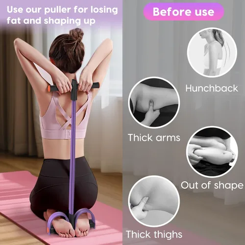 Miniatura 6 de Bandas de resistencia con asas, banda de resistencia elástica de pedal de pie de 6 tubos, tirador de tobillo de goma natural para abdominales, banda