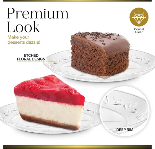 Miniatura 3 de Stock Your Home 100 platos de plástico transparente de alta calidad de 7 pulgadas, platos pequeños para aperitivos, postres y fiestas, platos