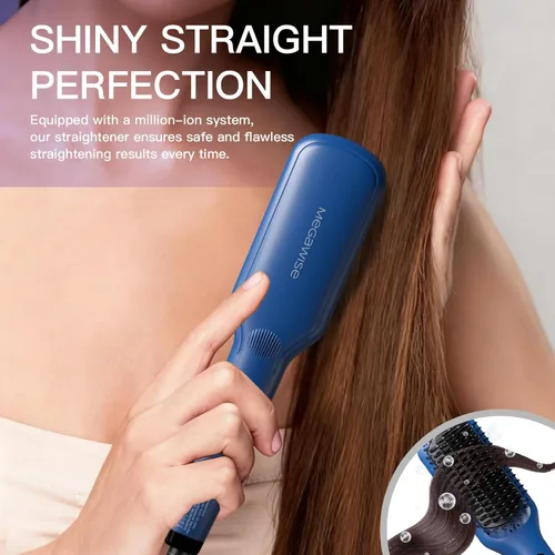 Miniatura 6 de MEGAWISE Cepillo alisador de pelo de cerámica iónica, cepillo caliente iónico de calentamiento rápido de 20 segundos para cabello suave, sin