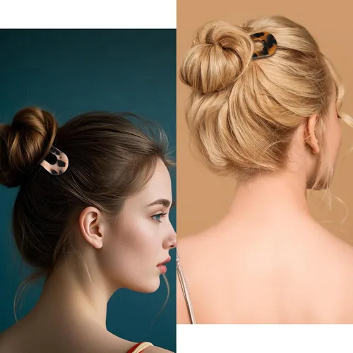 Miniatura 5 de CURASA Horquillas de pelo francesas de tortuga en forma de U, 2 piezas de acetato de celulosa para moños, accesorios de peinado duraderos