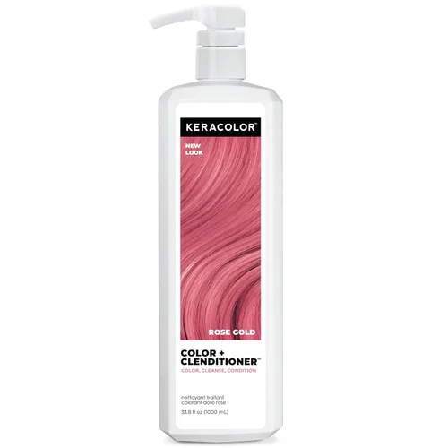 Keracolor Color + Clenditioner - Acondicionador 3 en 1 de depósito de color, acondicionador de limpieza suave con infusión de color de cabello Oro