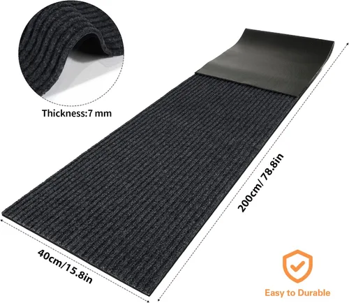 Miniatura 3 de Nuanchu 2 rollos grandes de alfombra exterior semiacabada de 16 x 79 pulgadas, tapete para puerta angosta, alfombras antideslizantes para botas