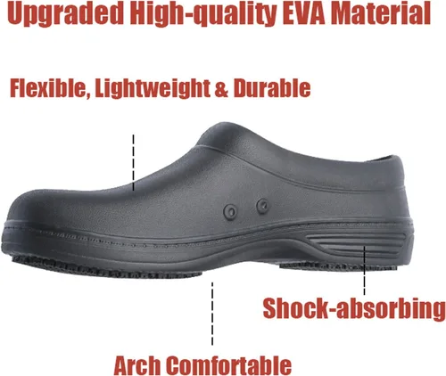 Miniatura 2 de SECHRITE Zapatos de chef para mujeres y hombres, antideslizantes, para jardín, trabajo, cocina, impermeables, antideslizantes, zuecos de enfermería