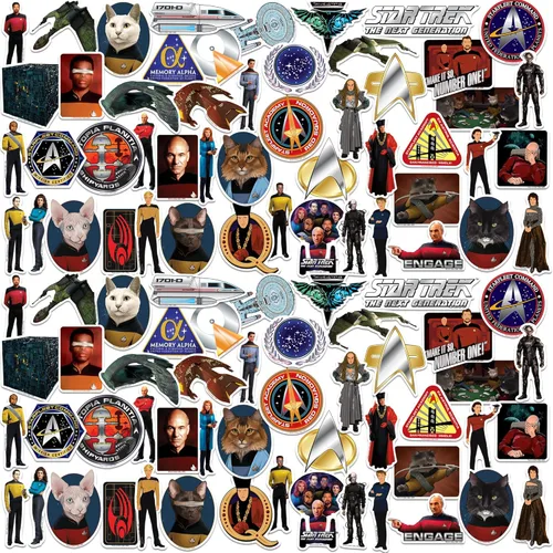 Star Trek The Next Generation - Paquete variado de calcomanías de vinilo grandes de lujo de 100 unidades, personajes icónicos troquelados de TNG,