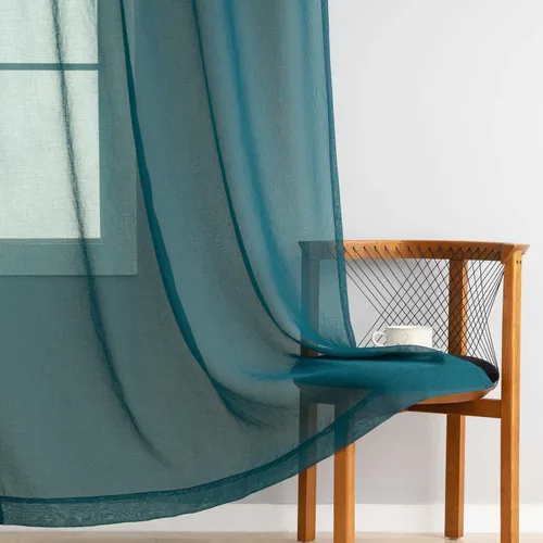 Miniatura 28 de Cortinas para ventana cortinas blancas traslúcidas de 90 pulgadas de largo, 2 paneles de cortinas de tul, paneles de ventana para cortinas de Blanco