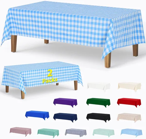 Miniatura 27 de ABCCANOPY Paquete de 3 manteles rectangulares de poliéster de 60 x 84 pulgadas, para interiores y exteriores, resistentes a las manchas, lavable