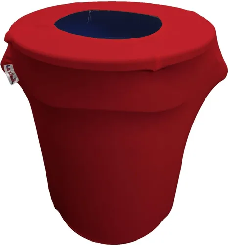 Miniatura 18 de LA Linen Cubierta para cubo de basura ajustable de elastano elástico de 32 galones, cubierta redonda para contenedor de residuos, decoración de Gris