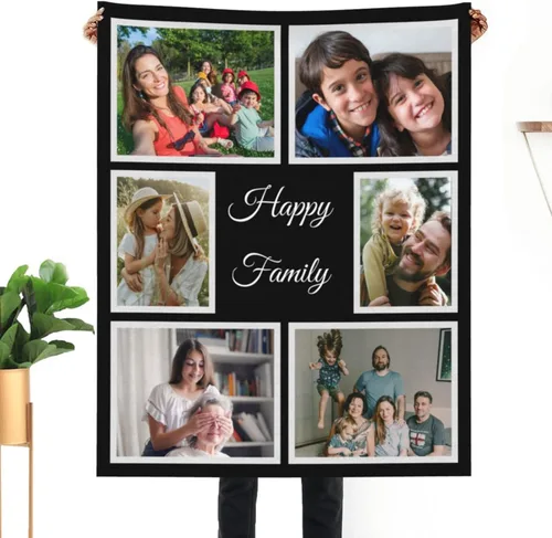 HUGLAZY Mantas personalizadas con fotos, manta personalizada para la familia, sube tu foto de Halloween, manta personalizada para adultos,