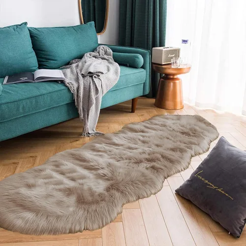 Miniatura 84 de Latepis - Tapete rectangular de piel sintética tipo lana de oveja suave, esponjosa y lavable para sala de estar, dormitorio, sala de juegos o Blanco