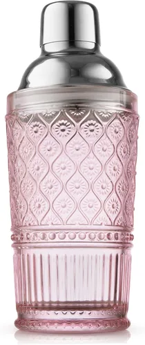 Godinger Coctelera, coctelera de Martini, coctelera de vidrio - 17 onzas, colección Claro, rosa
