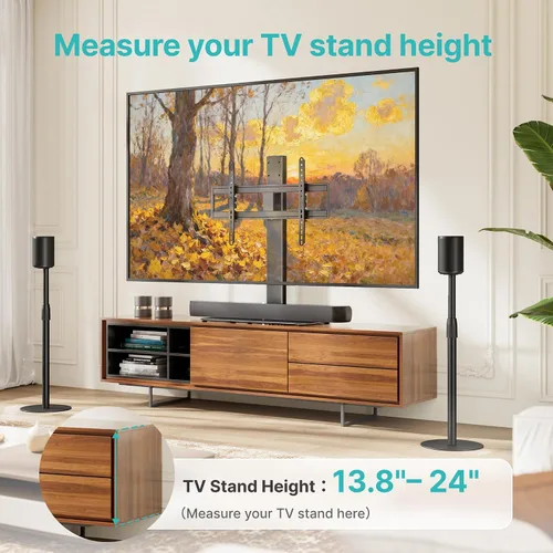Miniatura 6 de Pegzone Soporte universal para TV giratorio de 43 a 90 pulgadas, soporta 154 libras, soporte de mesa grande de altura ajustable, VESA MAX 23.622 x