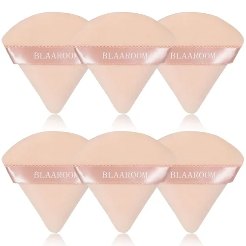 Miniatura 10 de 6 piezas de terciopelo de maquillaje de cara de triángulo suave para polvo suelto, polvo mineral, polvo corporal, base cosmética húmeda y seca