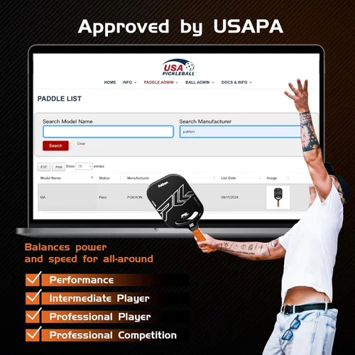 Miniatura 6 de Carbon Fiber Pickleball Paddle, Professional Raw Carbon Fiber Pickleball for Power & Control, Polymer Honeycomb Core, USAPA Approved T300 Pickleball