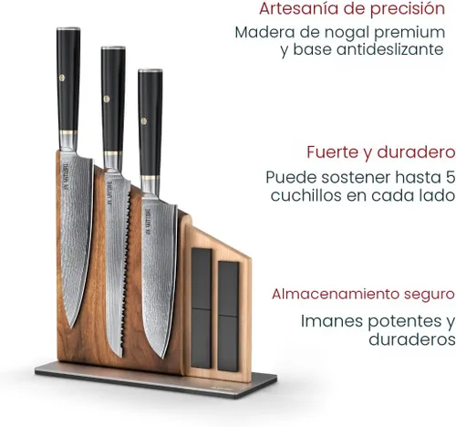 Miniatura 6 de Yatoshi Knives Juego de Bloques de Cuchillos de Cocina Magnéticos - Cuchillos Japoneses de Acero VG-10 de Alto Grado de 67 Capas, Afilados, Mango