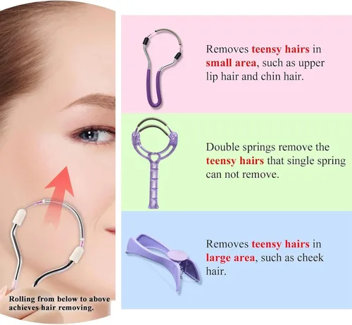 Miniatura 3 de Ideal Swan Paquete de 4 removedores de vello facial para mujeres, removedor manual de cabello de resorte para labio superior, barbilla, cara