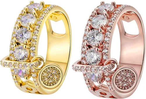 Miniatura 2 de Anillo de moda para mujer, anillos de boda, bonitos anillos de lujo para mujer, circonita cúbica incrustada, anillo redondo para boda, fiesta