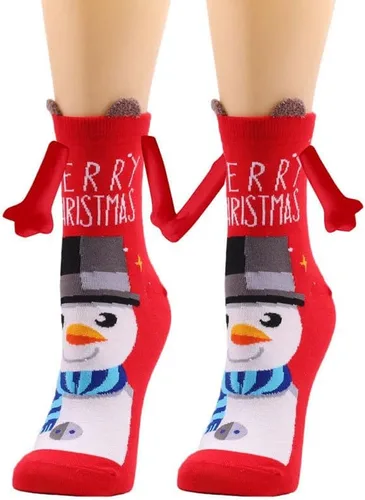 Miniatura 4 de Anager 5 pares de calcetines de Navidad de la mano tomados de la mano pareja magnética mano media tubo calcetines divertidos regalos de Navidad