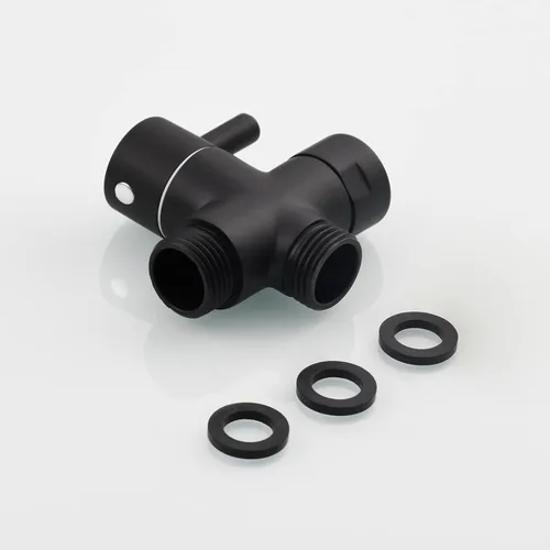 Miniatura 9 de CIENCIA Válvula desviadora de brazo de ducha de 3 vías de latón G 1/2 para ducha de mano, piezas negras, DSF007C