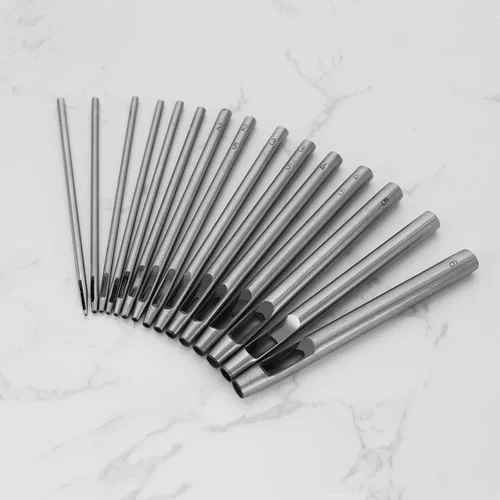 Miniatura 7 de ECSiNG 15 Uds. Perforadora de agujero hueco de cuero perforadora de acero inoxidable herramienta de corte de acero inoxidable para proyectos