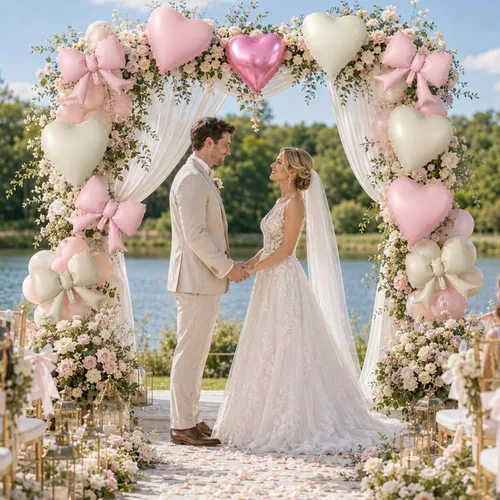 Miniatura 5 de 20 globos de lazo rosa, globos de corazón rosa bebé, globo en forma de corazón de 18 pulgadas, globo de lazo de 21 pulgadas para propuesta