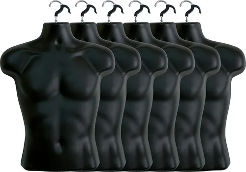 Miniatura 10 de Maniquí torso masculino negro con respaldo hueco, cuerpo apilable para exhibición de camisetas, mostrador, ferias de manualidades, fotos y diseño