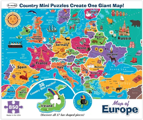 Miniatura 8 de Rompecabezas de lujo Re-Marks, mapa del mundo con piezas caprichosas