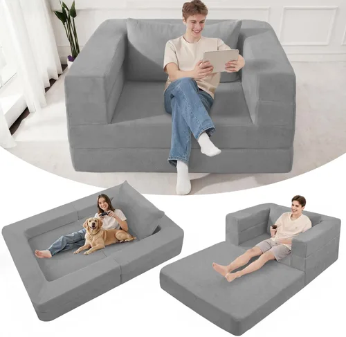 Miniatura 26 de Cama humana gigante para perro, cama 3 en 1 para perro de tamaño humano con funda de piel sintética lavable, cama grande plegable humana para Blanco