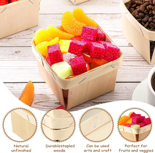 Miniatura 3 de Unittype 30 cestas de madera de madera de una pinta de frutas y bayas a granel de 4 x 4 x 2.5 pulgadas, cajas pequeñas cuadradas ventiladas