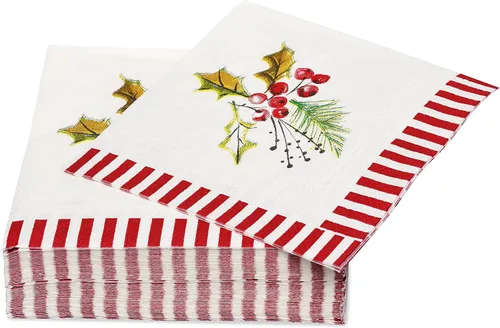 Miniatura 3 de American Greetings 50 servilletas de bebidas de 5 pulgadas x 5 pulgadas por Kathy Davis, suministros para fiestas de Navidad