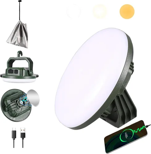 Miniatura 12 de VAVOFO Linterna LED de Campamento Recargable de 30W, 3000LM, 124 LED con 3 Modos de Iluminación, Luz Portátil para Tienda de 7200mAh con Imán