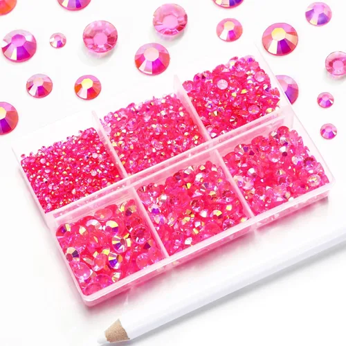 Miniatura 2 de 3000 diamantes de imitación de parte trasera plana, diamantes de imitación AB de parte trasera plana rosa claro para manualidades, gemas