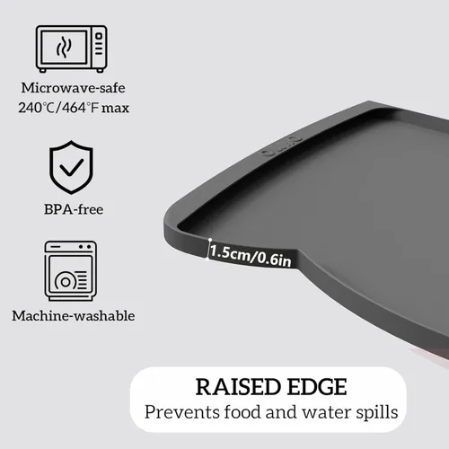 Miniatura 18 de OHMO - Tapete de silicona para alimentos para gatos, tapete de alimentación de mascotas para el piso, antideslizante e impermeable, bandeja de agua
