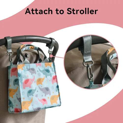 Miniatura 7 de Bolso pequeño impermeable para pañales, bolso de mano, bolso de viaje mini, bolso multifunción para bebé, bolso cruzado de mano (Elefante Azul)