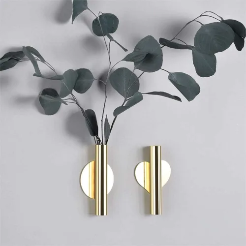 Miniatura 5 de 2 jarrones de pared de metal, tubo de flores de pared, tubo de flores montado en la pared para exhibición de flores, moderno soporte para flores