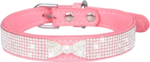 Miniatura 18 de Lindo collar para perro con diamantes de imitación brillantes, elegante collar de cristal diamante con purpurina bonita joya suave collares