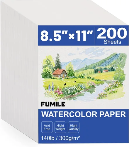 Miniatura 11 de 200 hojas de papel de acuarela de 5 x 7 pulgadas a granel, papel de color blanco de 140 libras/300 GSM para niños, adultos y artistas. Papeles