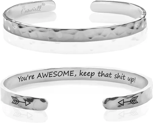Miniatura 28 de Carviell Pulseras grabadas para mujer, inspiradoras, amistad, amor, mamá, hija, hermana, cristiana, graduación, conmemoración y regalos de boda, más