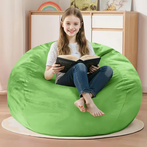 Miniatura 11 de Homguava - Sillón puff de 3 pies Sillón estilo puff grande de 3 pulgadas con relleno de espuma viscoelástica, sofá suave con funda de terciopelo