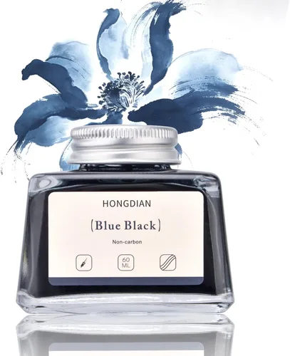 Miniatura 21 de Asvine Hongdian Pluma estilográfica con tinta embotellada Azul, Botella de tinta de 60ml para pluma estilográfica sin carbono