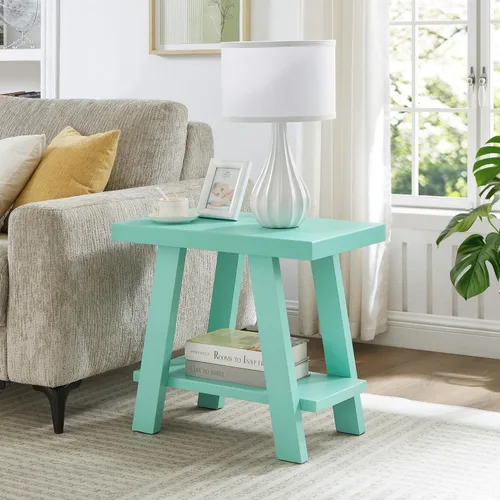 Miniatura 18 de Roundhill Furniture Athens Mesa Auxiliar Contemporánea de Madera con Estante, Negro