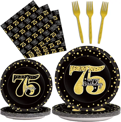 Miniatura 8 de 200 piezas de suministros para fiesta de cumpleaños de 21 años, platos de papel negro dorado, Brindis por 21 años, platos de papel y servilletas