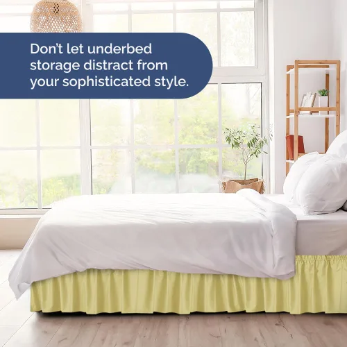 Miniatura 8 de CGK Linens - Falda de cama envolvente con volantes, color amarillo, para camas de tamaño King con altura de 15 pulgadas sin arrugas, plisada con 29