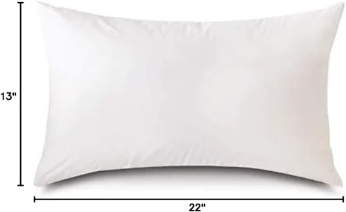 Miniatura 7 de Almohada rectangular de 13 x 22 pulgadas, hipoalergénica de 50/50 de plumas esponjosas, mezcla de poliéster, funda de 100% algodón batista, nunca