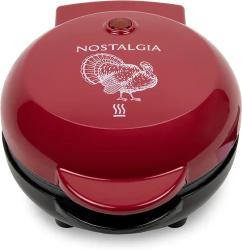 Miniatura 7 de Nostalgia MyMini Máquina Personal Eléctrica de Gofres con Forma de Corazón de Pavo, Superficie de Cocción de 5 Pulgadas, Plancha de Gofres para Hash